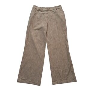 St.‎ John Sport Pants Women's 14 Beige Wide Leg Shimmer Linen Blend